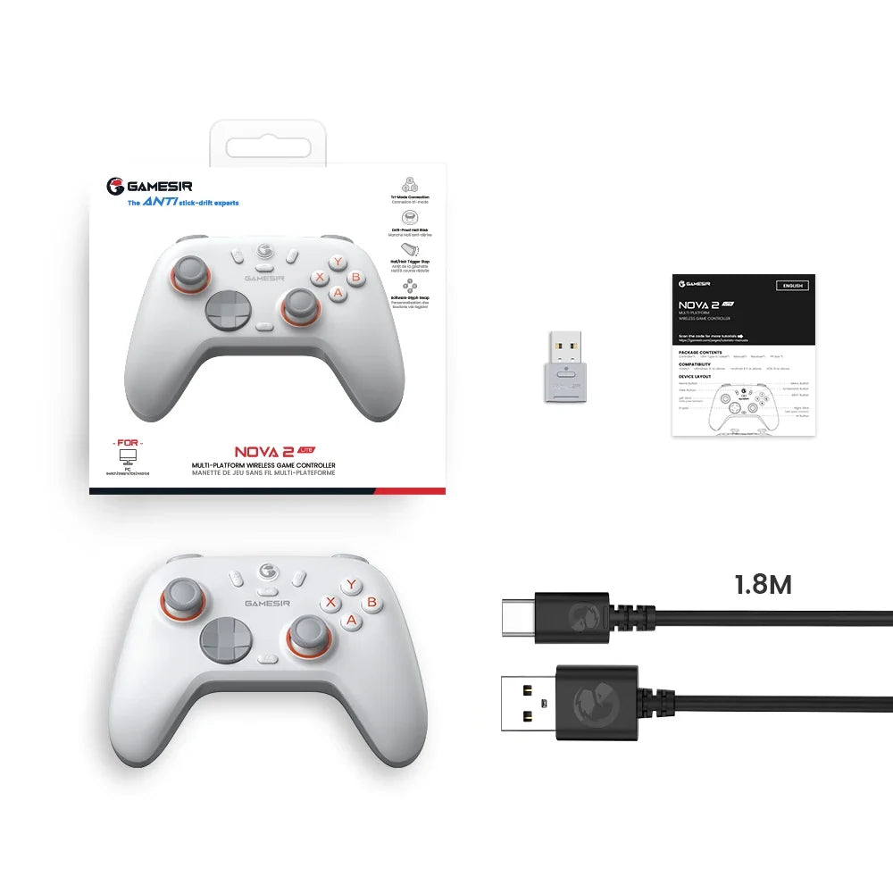 GameSir Nova 2 Lite Wireless Switch Controller Bluetooth Gamepad with Hall Effect for Nintendo Switch, iPhone, Android, PC