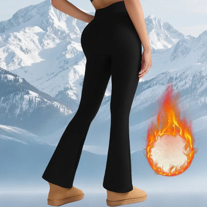 Fleece Women Leggings Thick Flared Pants High-Waisted Thermal Tights Tummy Control Winter Warm Legging Casual Wear