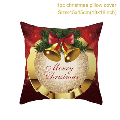 Christmas Cushion Cover Merry Christmas Decor For Home Santa Claus Christmas Ornament Xmas Gift Navidad 2024 Happy New Year 2025