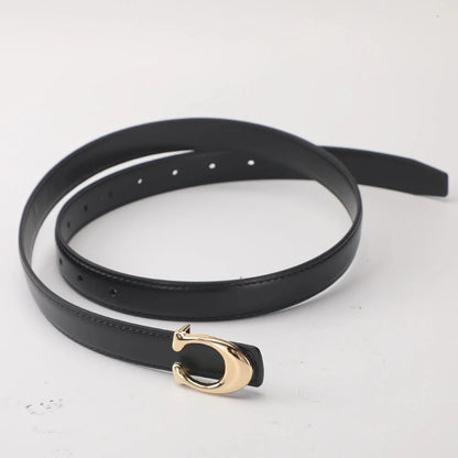 Smooth C-Buckle Leather Belt – Statement Versatile Waist Belt for Women, Business & Everyday Essential