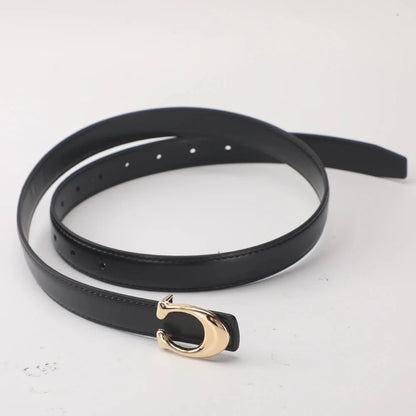 Smooth C-Buckle Leather Belt – Statement Versatile Waist Belt for Women, Business & Everyday Essential