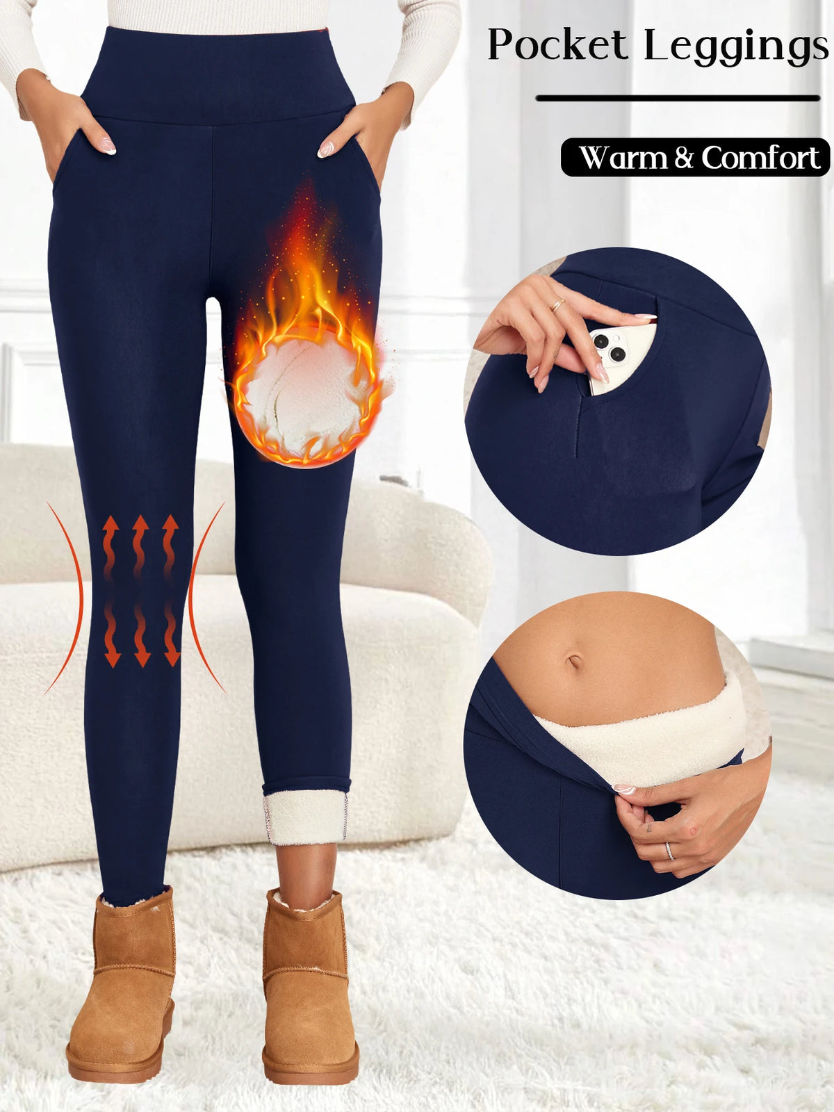 Fleece Women Leggings Thick Flared Pants High-Waisted Thermal Tights Tummy Control Winter Warm Legging Casual Wear