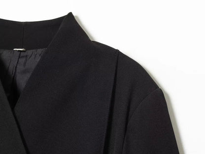 ETJ 2025 women's new fashion design three-dimensional cut high collar slim suit jacket & matching casual trousers