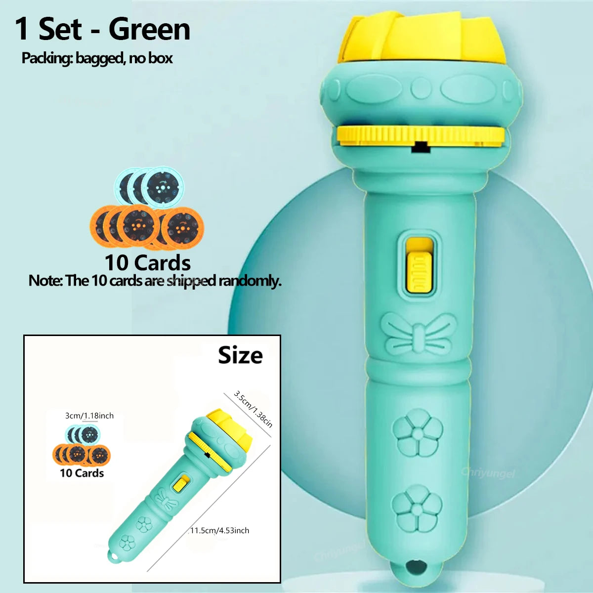 Kids Projector Flashlight 10 Cards 80 Patterns Night Light Bedtime Story Early Learning Educational Toy Gift for Toddlers