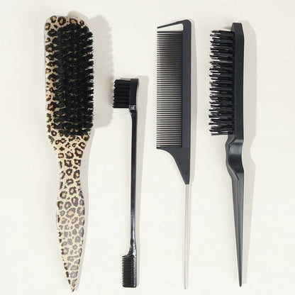 Bristle Slick Back Hair Brush for Sleek Ponytail Bun & Smoothing Baby Hairs, Flyaways, Edge Control - Backcombing & Teasing