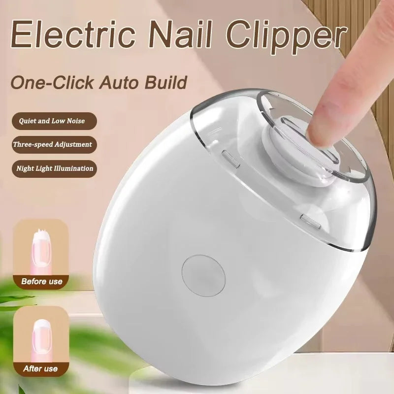 2in1 Electric Nail Clipper Cutter with LED Light Anti-Pinch Automatic Nail Grinder Trimmer for Baby Mini Manicure Tool Nail Care