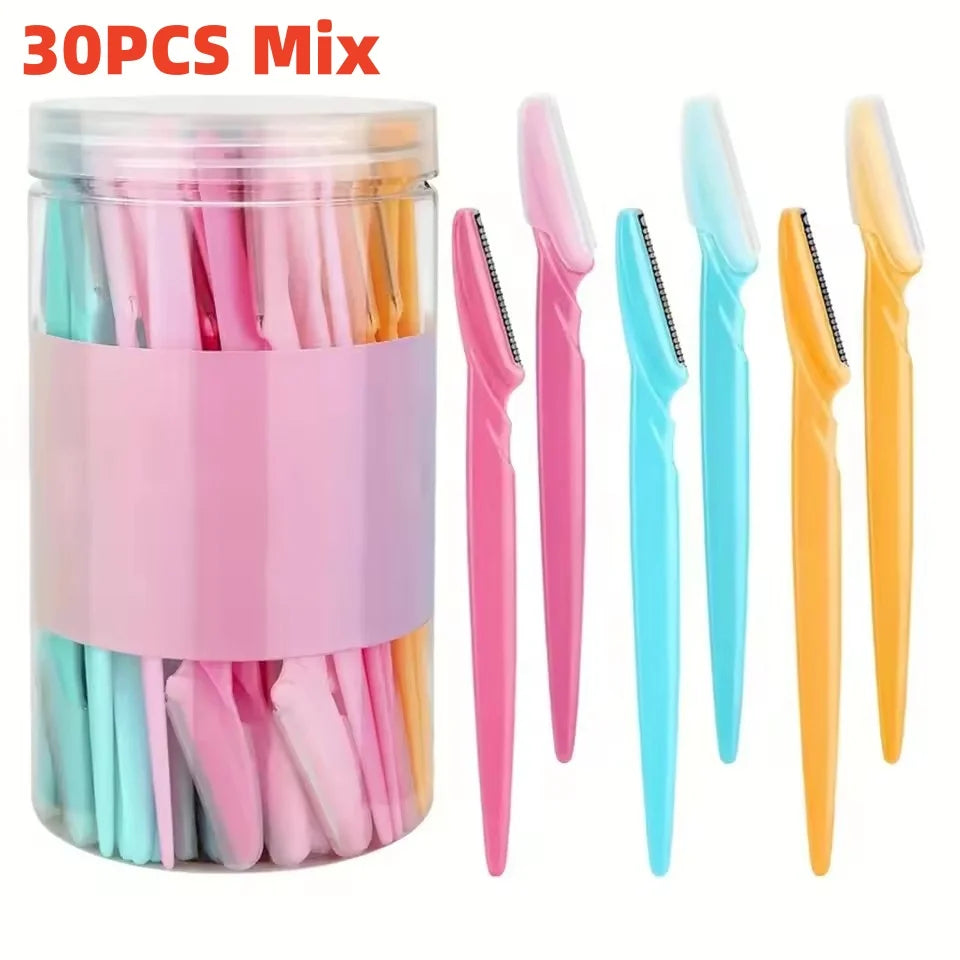 Facial Razor Dermaplaning Set | Eyebrow Shaping · Face Shaving · Multicolour | 10 · 15 · 30 Piece | Braviixx