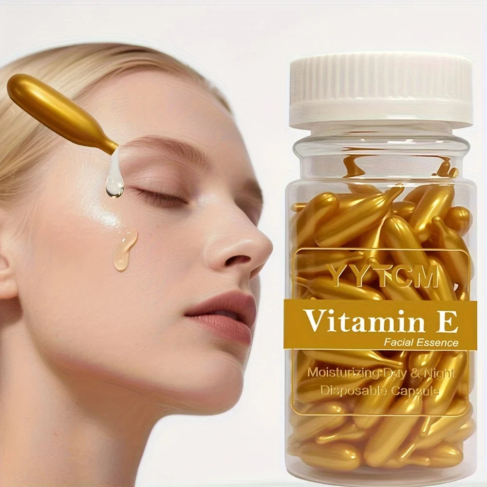 Vitamin E Serum Capsules, Single-Use Essence Capsules, Hydrating and Moisturizing Facial Skin 90 Capsules/Bottle - 1 Bottle
