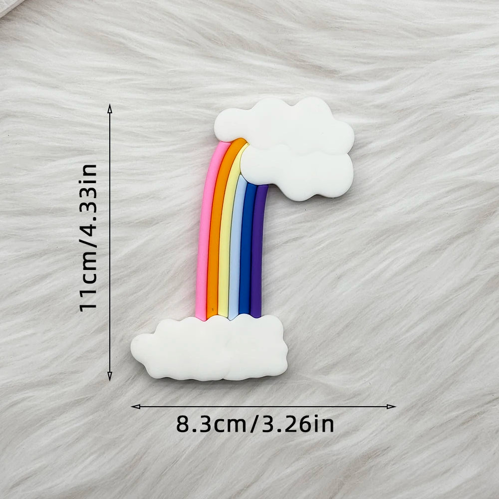 Magical Unicorn Cake Topper with Rainbow Clouds and Stars Dreamy Decor for Baby Shower and Girls Birthday Party Cake Arrangement