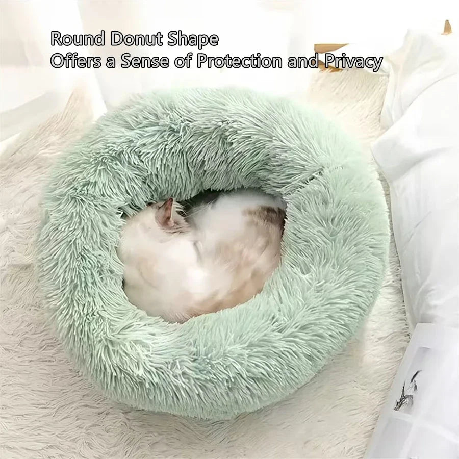 Faux Fur Donut Calming Cat Bed