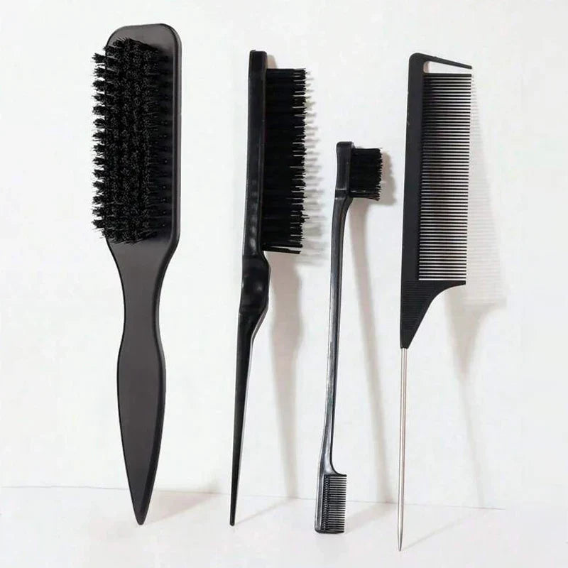 Bristle Slick Back Hair Brush for Sleek Ponytail Bun & Smoothing Baby Hairs, Flyaways, Edge Control - Backcombing & Teasing