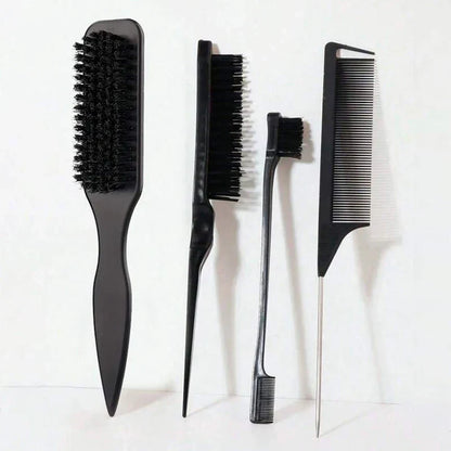 Bristle Slick Back Hair Brush for Sleek Ponytail Bun & Smoothing Baby Hairs, Flyaways, Edge Control - Backcombing & Teasing