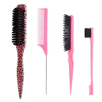 Bristle Slick Back Hair Brush for Sleek Ponytail Bun & Smoothing Baby Hairs, Flyaways, Edge Control - Backcombing & Teasing