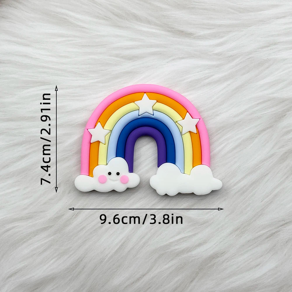 Magical Unicorn Cake Topper with Rainbow Clouds and Stars Dreamy Decor for Baby Shower and Girls Birthday Party Cake Arrangement