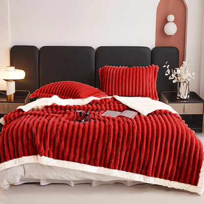 1pc Weighted Fleece Blanket -Soft, Warm, Throw for Bedroom, Living Room, Student Dormitory, Car, Sofa,8lbs With Sherpa