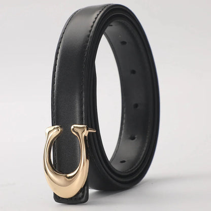 Smooth C-Buckle Leather Belt – Statement Versatile Waist Belt for Women, Business & Everyday Essential