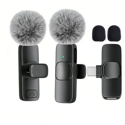 Type-C Port Professional Wireless Lavalier Microphone for Smartphones Plug Play