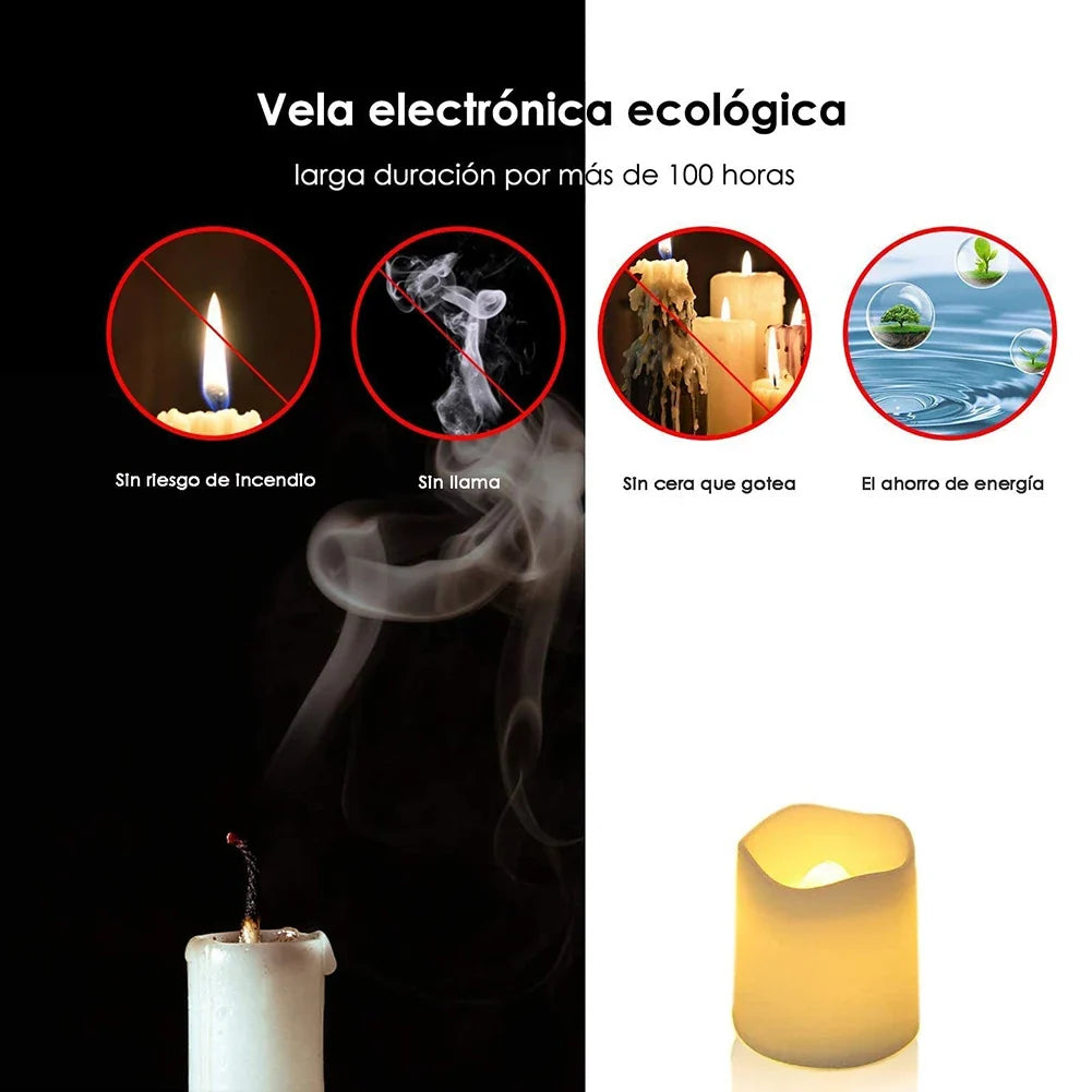 24-Piece Flameless LED Tea Light Candles – Warm White Flickering Lights for Halloween, Christmas, Weddings & Home Decor