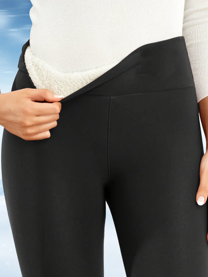 Fleece Women Leggings Thick Flared Pants High-Waisted Thermal Tights Tummy Control Winter Warm Legging Casual Wear