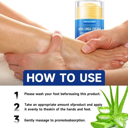 Urea Cream 60 Percent For Feet Plus 2% Salicylic Acid Foot Cream and Hand Cream Maximum Strength with Hyaluronic Acid,Tea Tree