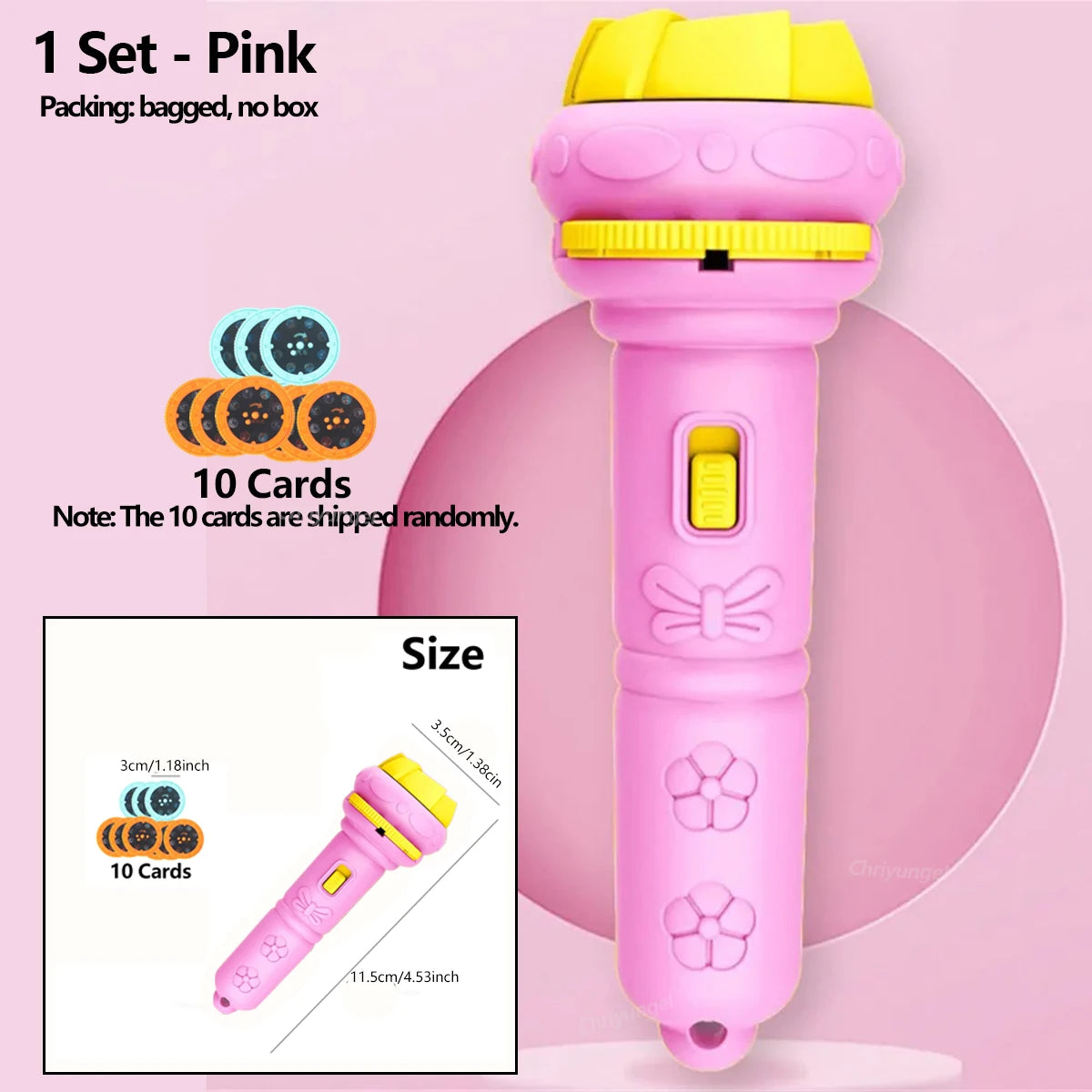 Kids Projector Flashlight 10 Cards 80 Patterns Night Light Bedtime Story Early Learning Educational Toy Gift for Toddlers