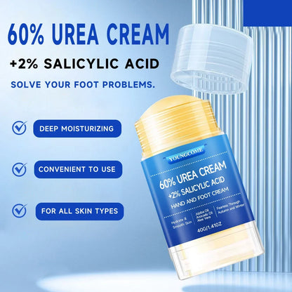 Urea Cream 60 Percent For Feet Plus 2% Salicylic Acid Foot Cream and Hand Cream Maximum Strength with Hyaluronic Acid,Tea Tree