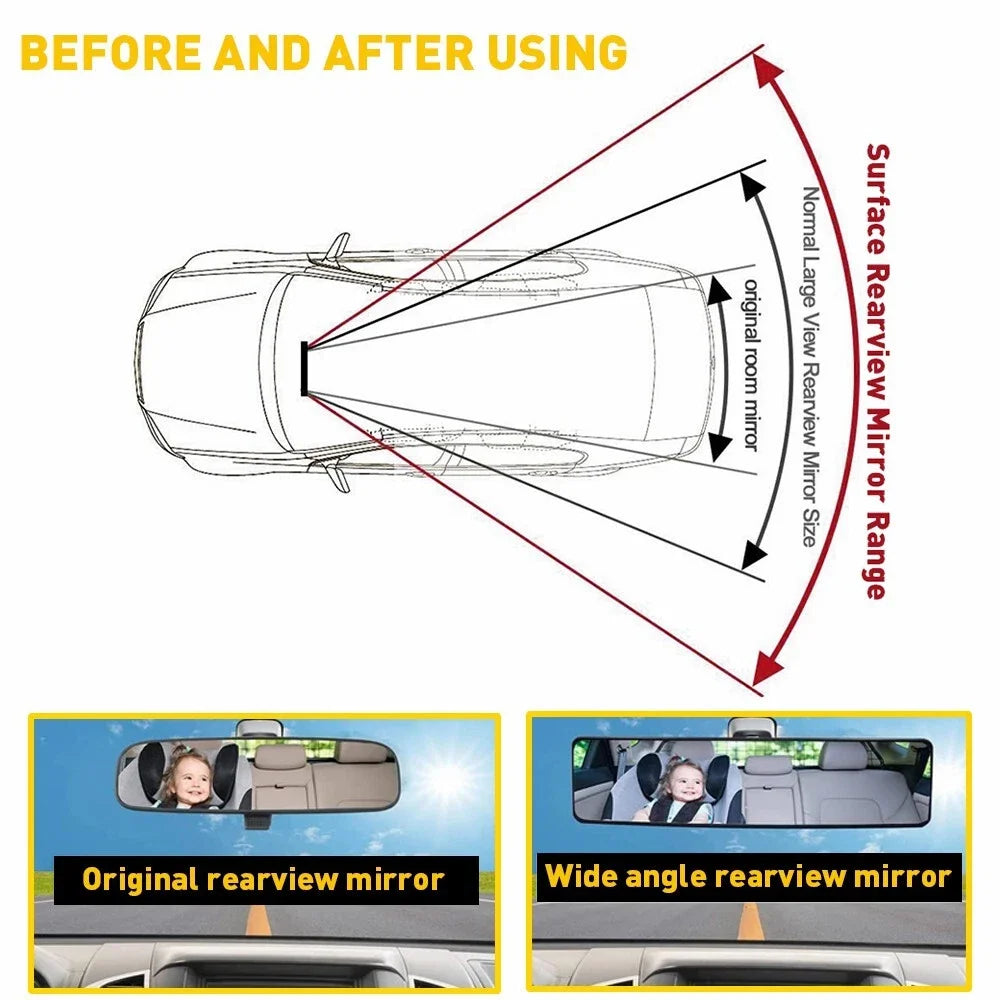 Wide Angle Convex Car Baby Rear View Mirror Anti Glare Large Vision Panoramic Interior Auxiliary Monitor for Vehicle Safety