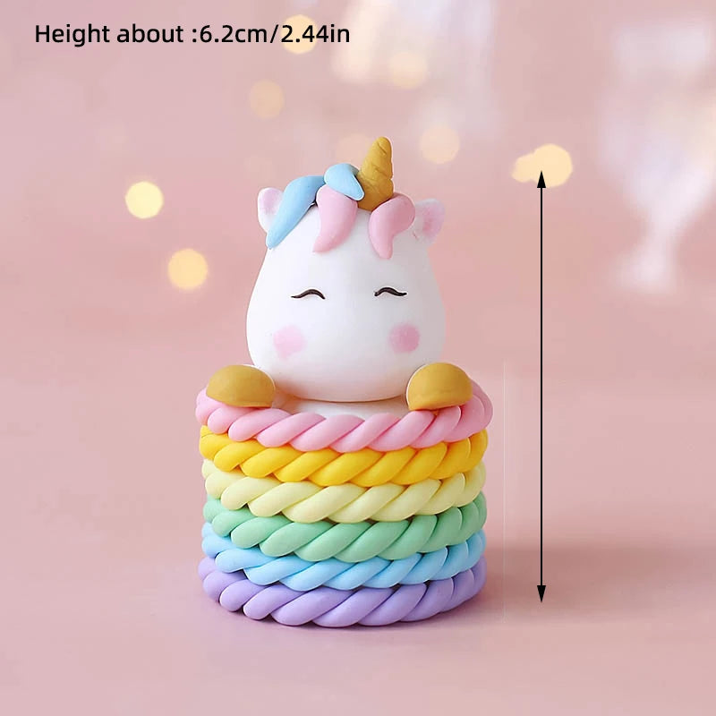 Magical Unicorn Cake Topper with Rainbow Clouds and Stars Dreamy Decor for Baby Shower and Girls Birthday Party Cake Arrangement