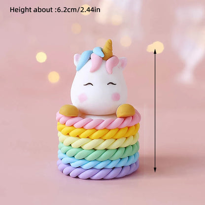 Magical Unicorn Cake Topper with Rainbow Clouds and Stars Dreamy Decor for Baby Shower and Girls Birthday Party Cake Arrangement