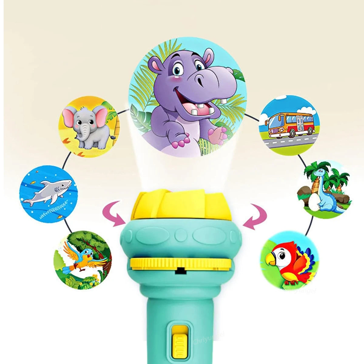 Kids Projector Flashlight 10 Cards 80 Patterns Night Light Bedtime Story Early Learning Educational Toy Gift for Toddlers
