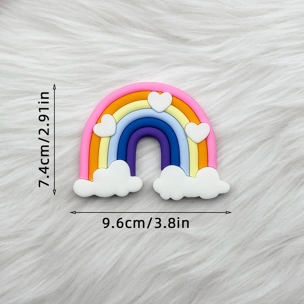 Magical Unicorn Cake Topper with Rainbow Clouds and Stars Dreamy Decor for Baby Shower and Girls Birthday Party Cake Arrangement