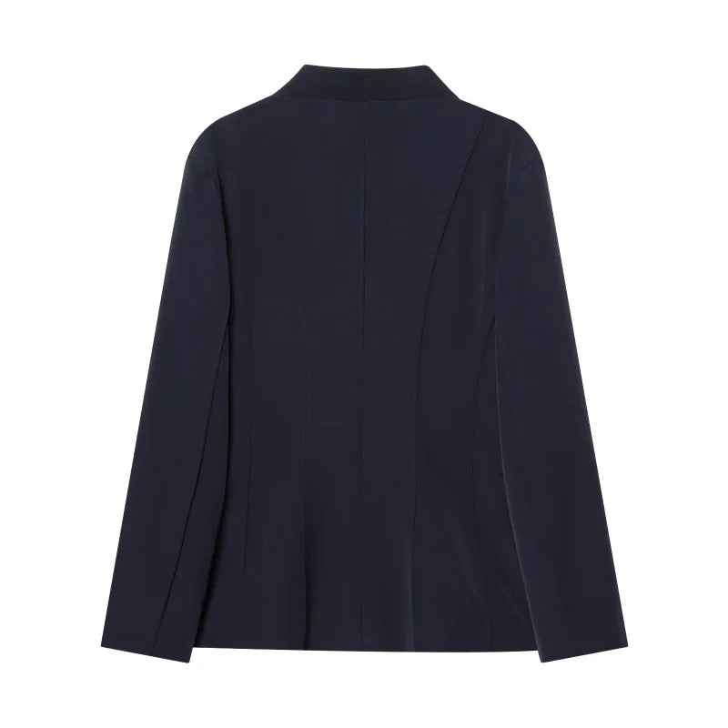 ETJ 2025 women's new fashion design three-dimensional cut high collar slim suit jacket & matching casual trousers