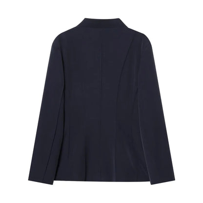 ETJ 2025 women's new fashion design three-dimensional cut high collar slim suit jacket & matching casual trousers