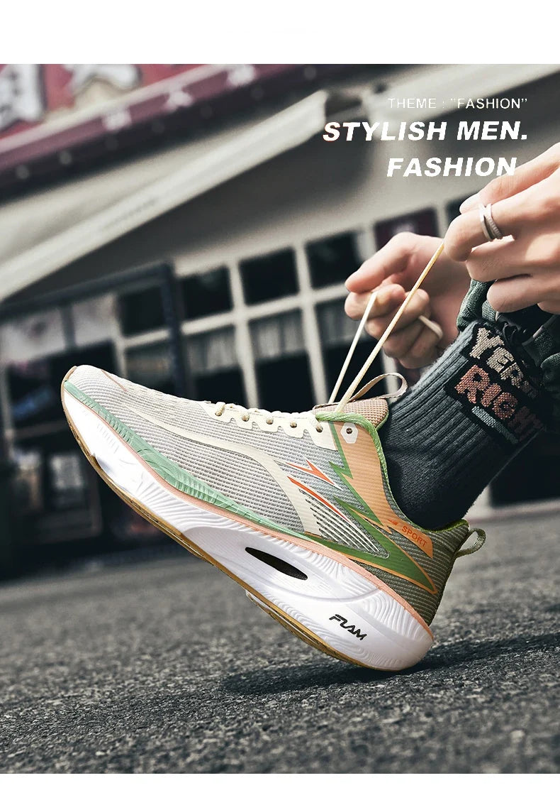 Marathon Men Sports Running Shoes Carbon Board Air Cushion Breathable Lightweight Women's Comfortable Athletic Nonskid Sneakers