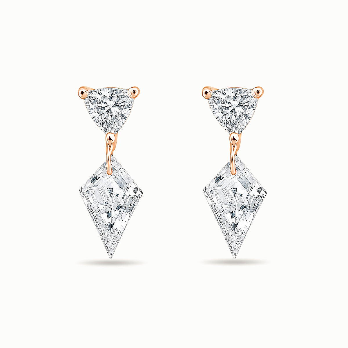 The Floating Kite and Trillion Diamond Stud - Lab Diamonds and 14k Gold - Made to Order
