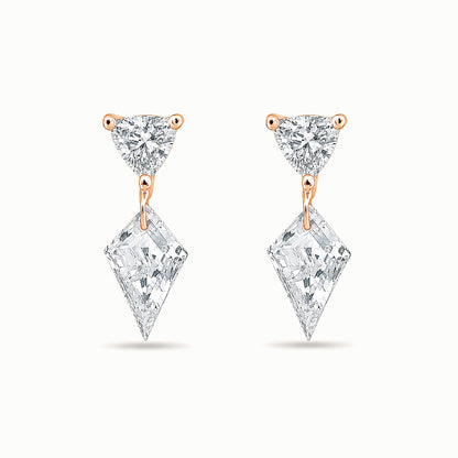The Floating Kite and Trillion Diamond Stud - Lab Diamonds and 14k Gold - Made to Order