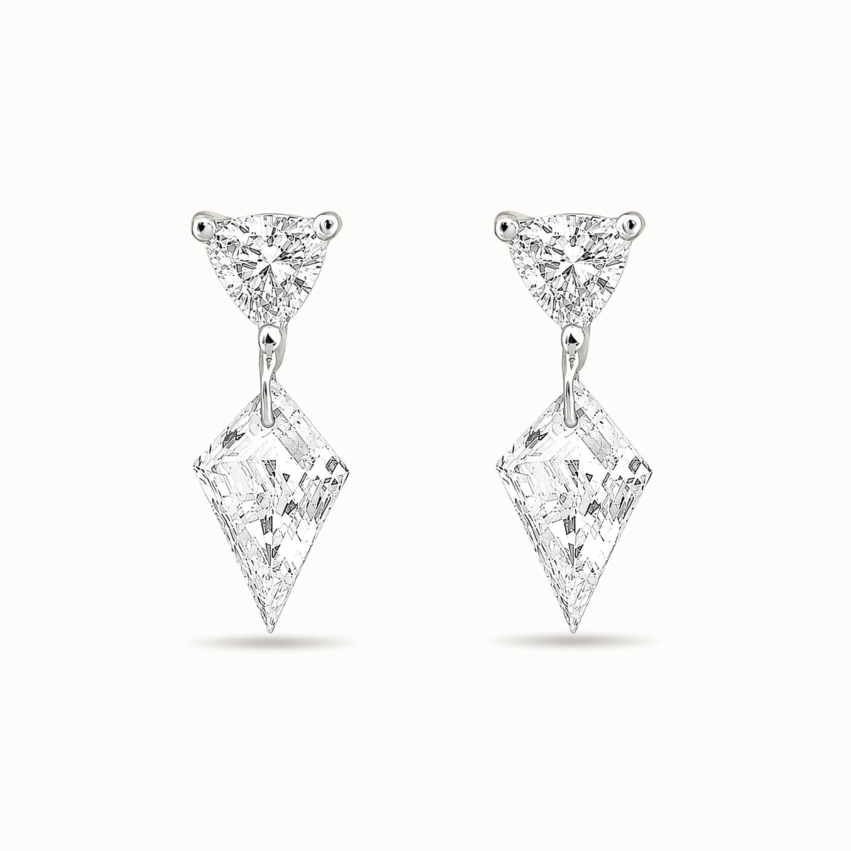 The Floating Kite and Trillion Diamond Stud - Lab Diamonds and 14k Gold - Made to Order