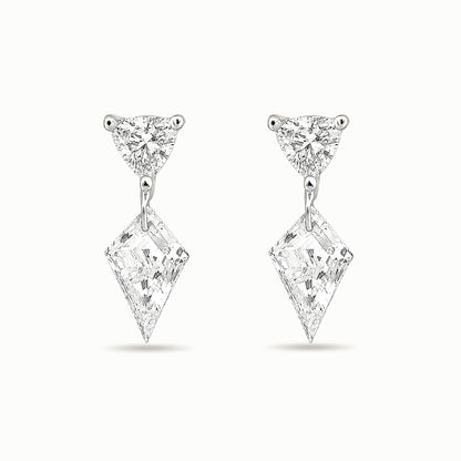 The Floating Kite and Trillion Diamond Stud - Lab Diamonds and 14k Gold - Made to Order