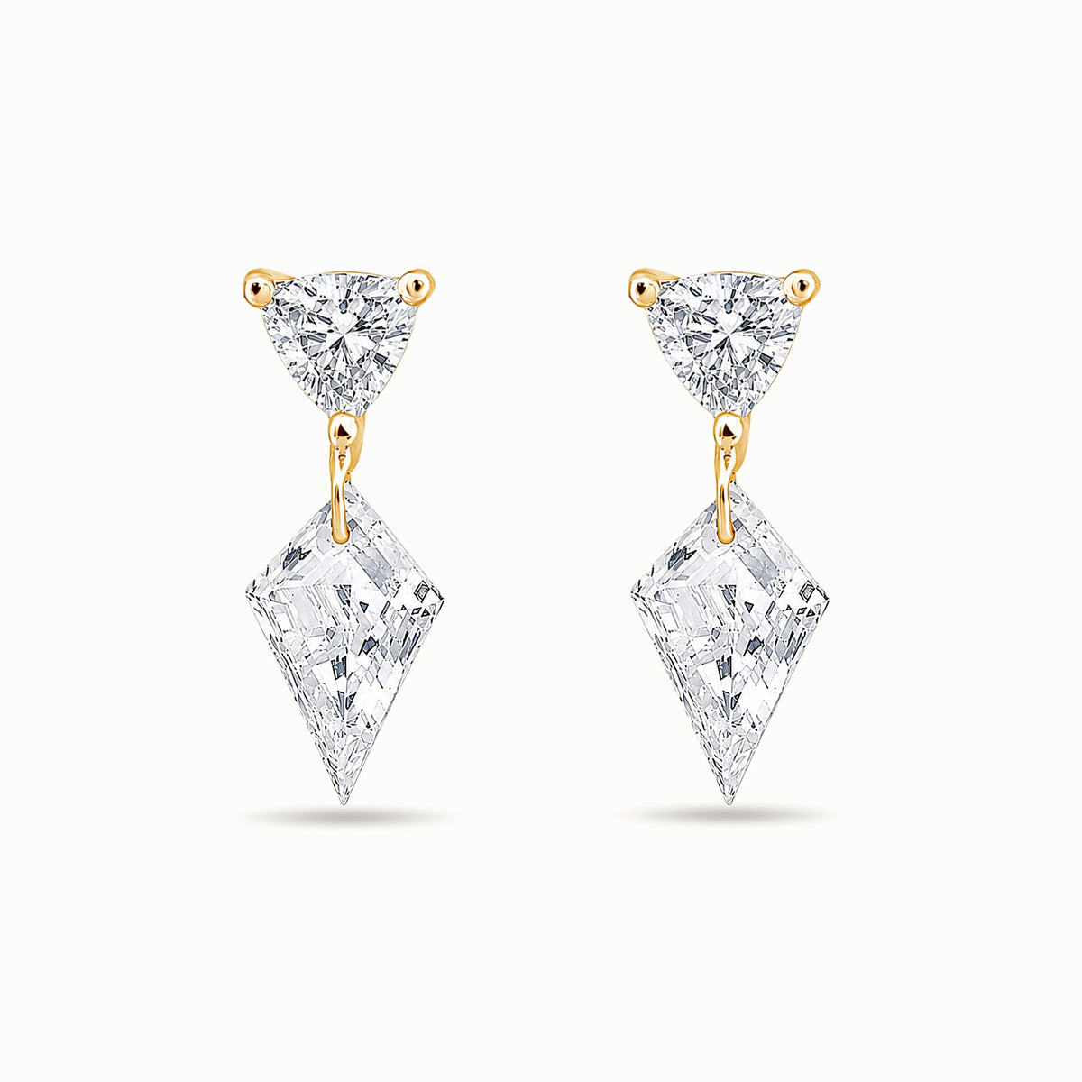 The Floating Kite and Trillion Diamond Stud - Lab Diamonds and 14k Gold - Made to Order