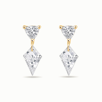 The Floating Kite and Trillion Diamond Stud - Lab Diamonds and 14k Gold - Made to Order