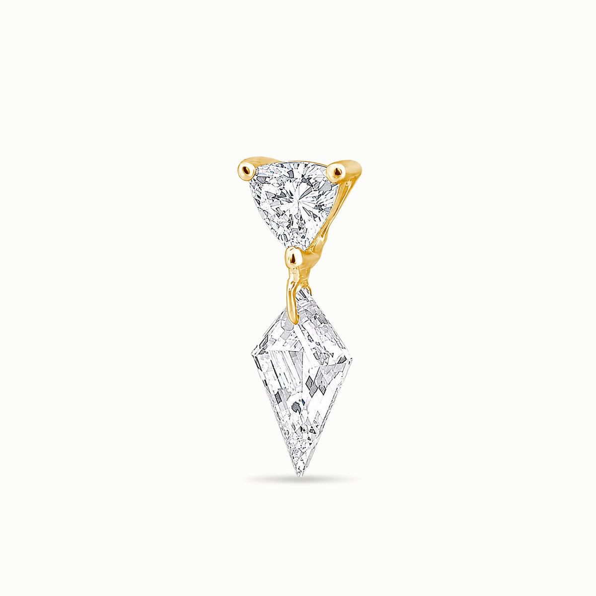 The Floating Kite and Trillion Diamond Stud - Lab Diamonds and 14k Gold - Made to Order
