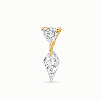 The Floating Kite and Trillion Diamond Stud - Lab Diamonds and 14k Gold - Made to Order