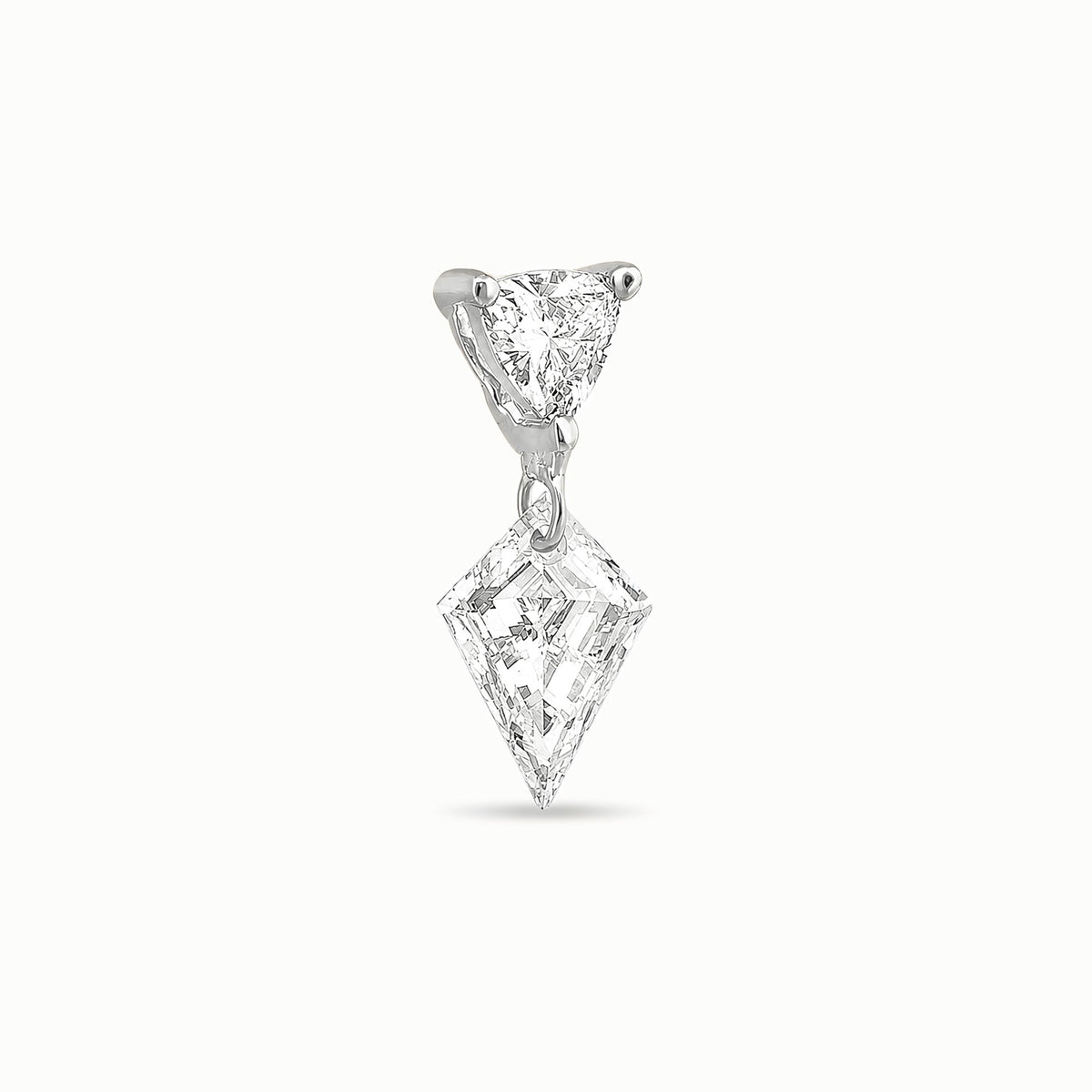 The Floating Kite and Trillion Diamond Stud - Lab Diamonds and 14k Gold - Made to Order