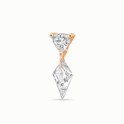 The Floating Kite and Trillion Diamond Stud - Lab Diamonds and 14k Gold - Made to Order