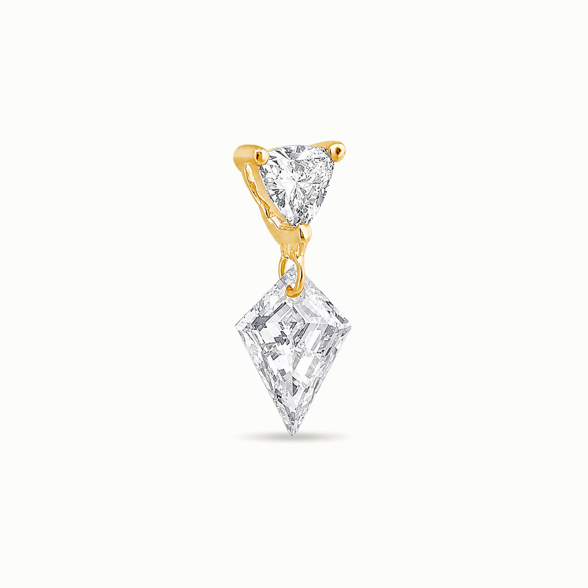 The Floating Kite and Trillion Diamond Stud - Lab Diamonds and 14k Gold - Made to Order
