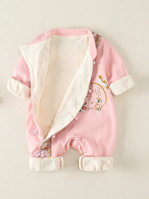 Traditional Chinese Embroidered Baby Girl Qipao Romper