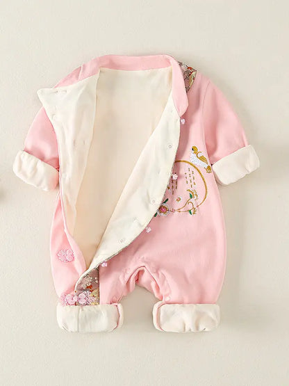 Traditional Chinese Embroidered Baby Girl Qipao Romper