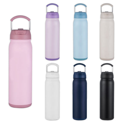 Freeze Sip  24oz Recycled Stainless Steel Bottle with easy carry handle, dual use lid & twist open bottom