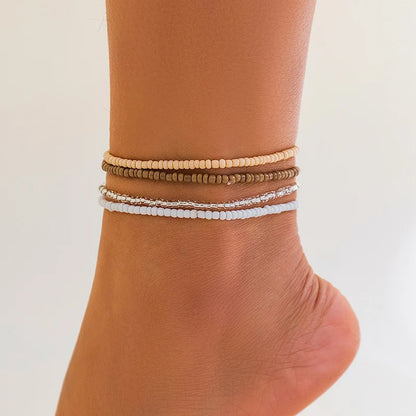 Boho Multilayer Beads Heart Chain Anklet Bracelet Charm Anklet Sandals Barefoot Beach Foot Bridal Valentine's  Jewelry J41