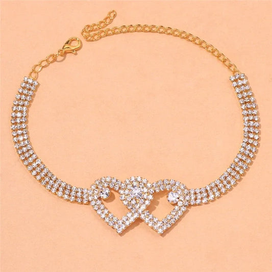 Shiny Cubic Zirconia Chain Anklet for Women Fashion Silver Color Ankle Bracelet Barefoot Sandals Foot Jewelry